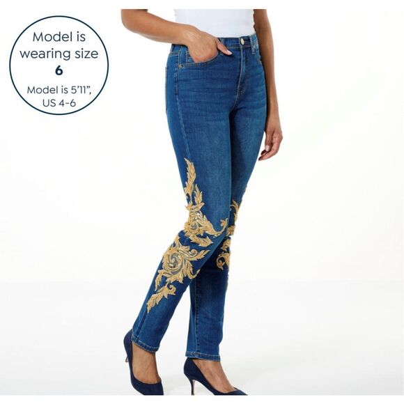 Dg2 by Diane Gilman New Classic Stretch Legacy Embellished Skinny Jean 24PW NWT - Picture 1 of 9